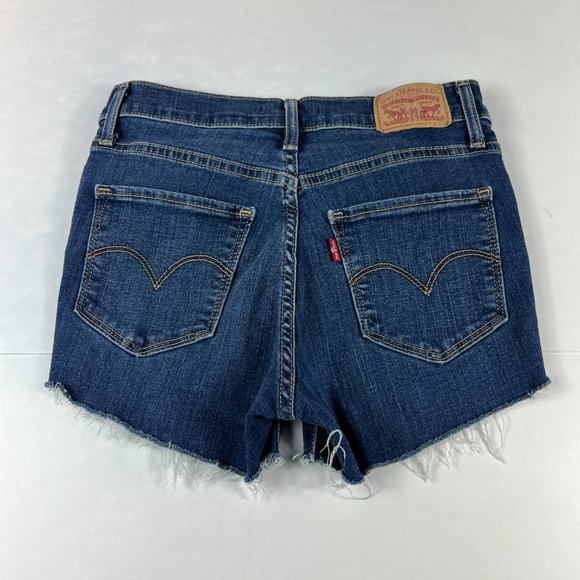 Levi's Jean Short Womens 25 720 High Rise Skinny Blue Faded Cut Offs Denim Jorts - Picture 8 of 16